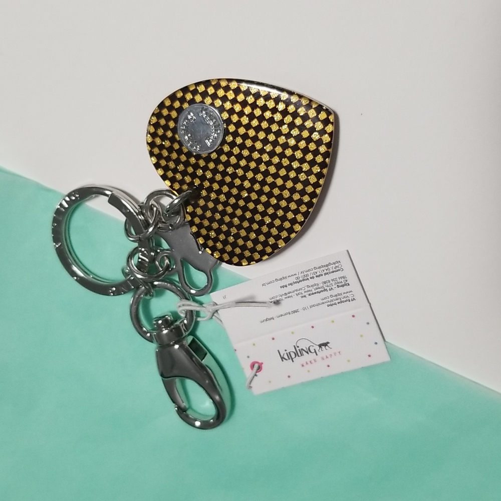 Kipling Heart S Keyring/Bag Charm In Glitter Check Very Rare